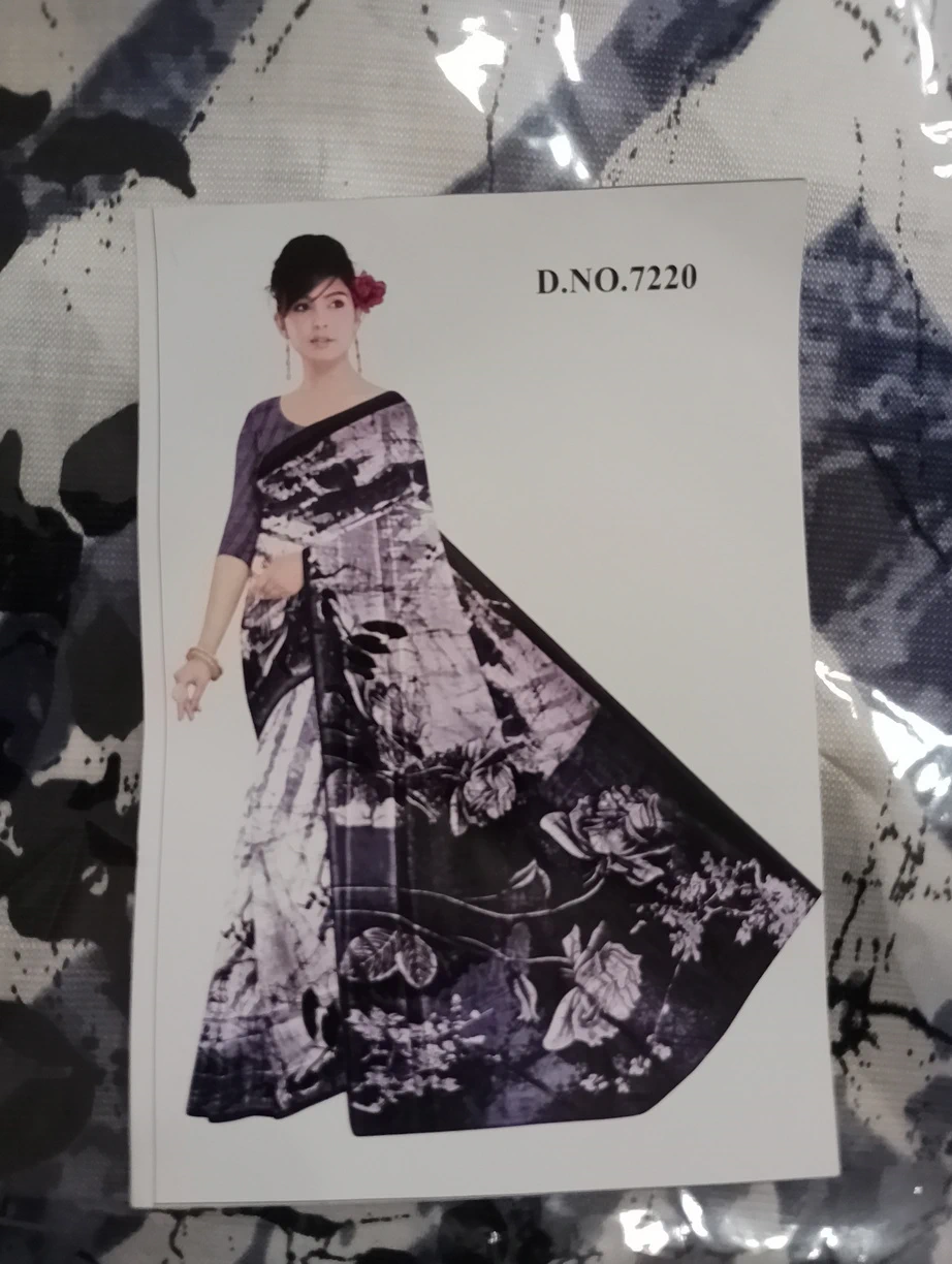 Cotton Silk Floral Printed Saree - Maganeez - Black Grey Mix